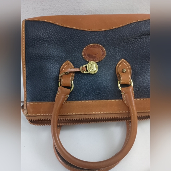 Dooney & Bourke Vintage AWL Navy Zip Top Large Satchel Crossbody - Picture 10 of 12